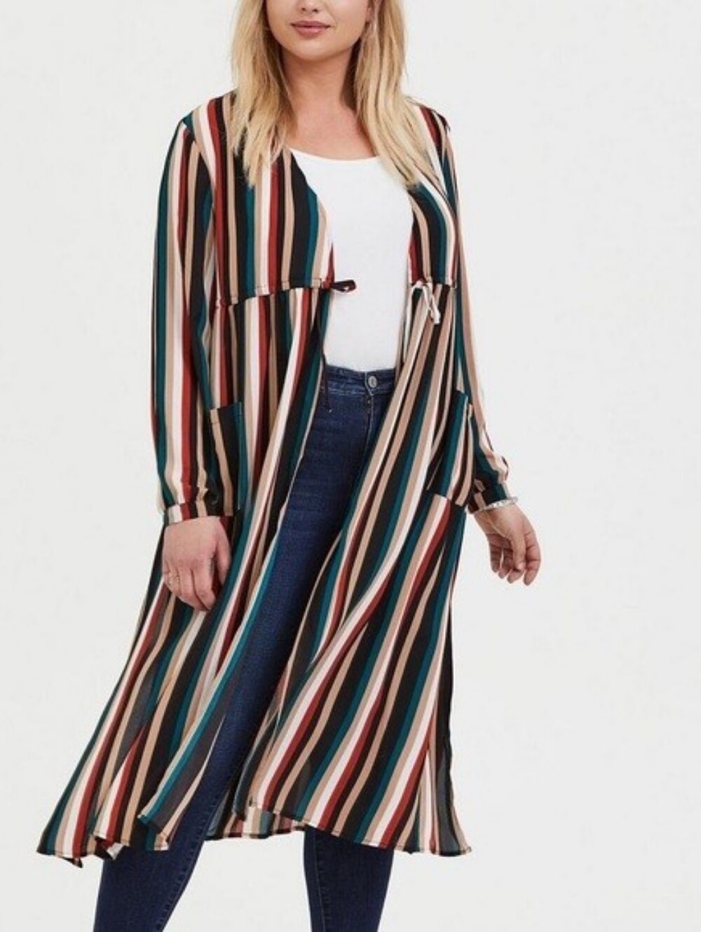 Torrid Multi Stripe Georgette Kimono Duster Plus Size 2 2x